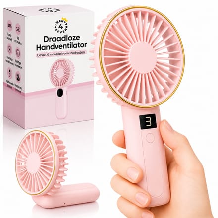 Twenty4seven® Handventilator Pro Roze - Draagbare Ventilator Oplaadbaar - Mini Tafelventilator Draadloos - Waaier & Handwaaier - 6 Standen