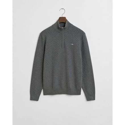 Gant Trui Micro Texture Half Zip Dark Grey Melange / male