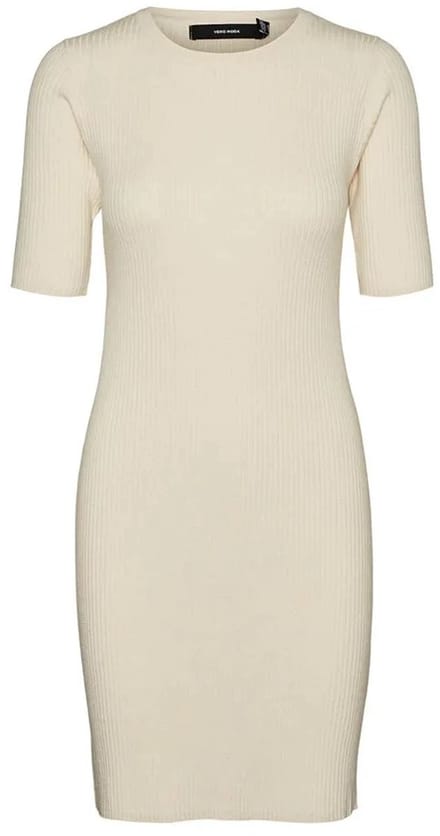 Vero Moda Gold 2/4 O Neck Vip Korte Mouwen Korte Jurk Wit L Vrouw