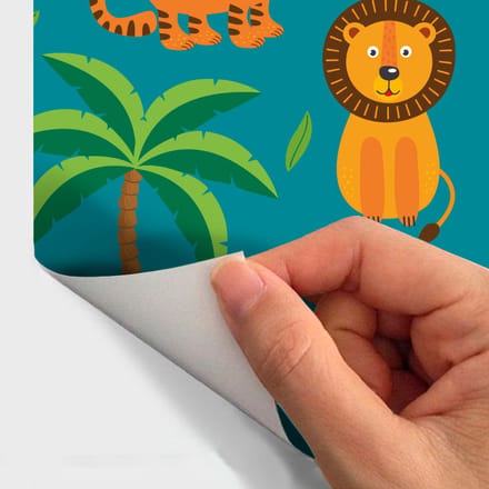 Behangeffect sticker - Tropische dieren - 60x60cm