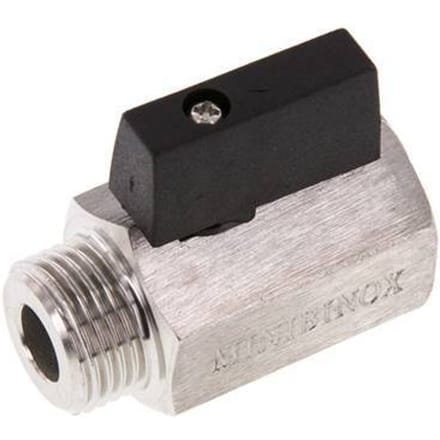 Buiten x Binnendraad G 1/2 inch 2-Weg Rvs Mini-Kogelkraan 25 Bar - BL2SH-MM-MF-012