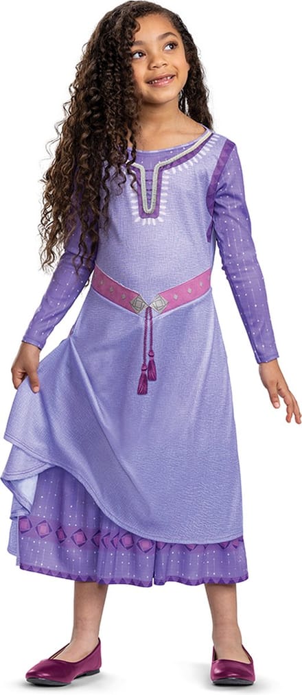 DISNEY - WISH, Asha jurk Deluxe, Maat M (7-8 jaar), Meisjes