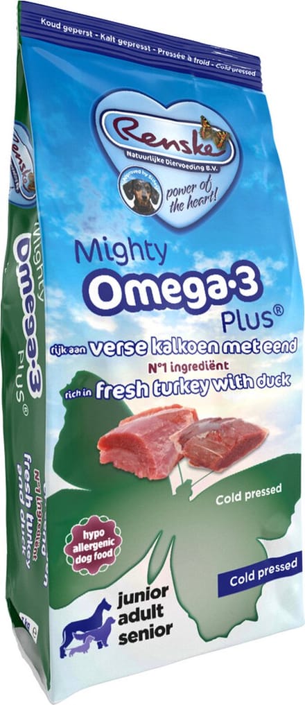 Renske Mighty Omega Plus Geperst Hondenvoer Kalkoen - Eend 600 gr