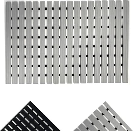 Antislip Bad Drainage Mat met Eendenplank Ontwerp in Grijs - Groot Formaat (64x43cm/25x17 inch)