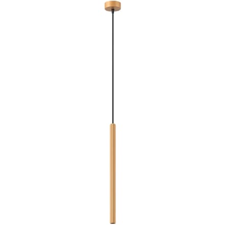 Hanglamp ARCHE 1 met slanke geribbelde buis - Sollux Lighting - IP20 - Goud staal behuizing - 8 x 8 x 120 cm - 1 x G9 LED, exclusief lichtbron - Max. 8 W - Moderne hanglamp voor woonkamer, eetkamer en keuken