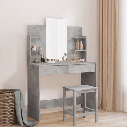 vidaXL - Kaptafel - met - spiegel - 96x39x142 - cm - betongrijs