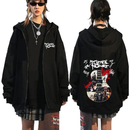 Chemical Romance Mcr Dode Rits Trui Zwart Parade Punk Emo Rock Rits Sweatshirt Mannen M black