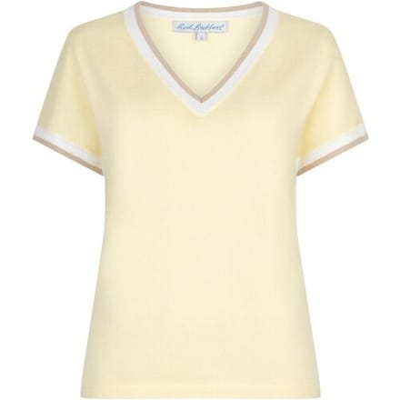 Red Button Jerry v-neck striped rib