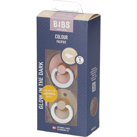 BIBS Colour Glow Fopspeen - 0-6 mnd - 2-pack - Anatomisch - Blush/Vanilla