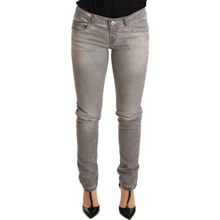 Acht Lichtgrijs Gewassen Katoenen Slim Fit Jeans