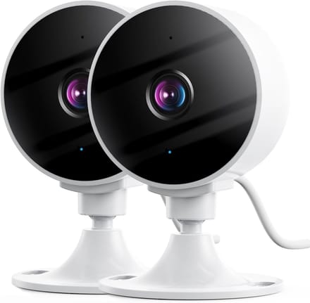 Binnen Camera - Babyfoon Huisdiercamera - Huisbewaking Thuis - 2K 3MP Bewegingsdetectie - 6x6x9 cm - Wit