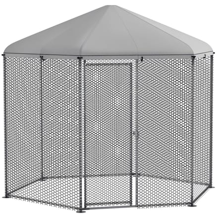 PawHut-Kippenhok-280x245x246cm-Staal-Zilver