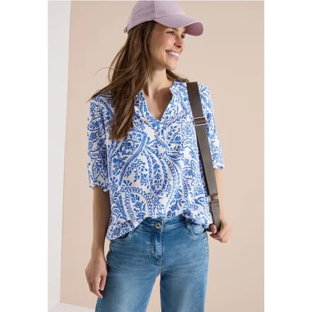 3/4-mouwen blouse met gespleten hals en glitter