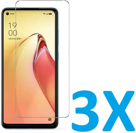 Screenprotector Glas - Tempered Glass Screen Protector Geschikt voor: Oppo Reno 8T - 3x