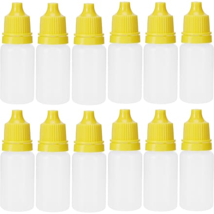 50 Stuks 5ml Lege Druppelflesjes Knijpbaar Oogvloeistofflesje Container met Deksels PluggenRood geel