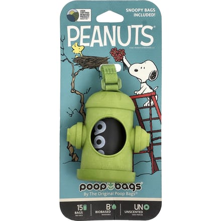 Sacs à déjections canines originaux, Peanuts®, Distributeur de sacs, Vert, Sac Snoopy, Non parfumé, 1 unité, 15 sacs gray