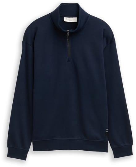 Tom Tailor Denim Troyer sweatshirt met logo-badge
