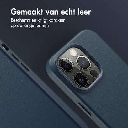 Accezz Hoesje - Geschikt voor iPhone 14 Pro - geschikt voor MagSafe Leather Backcover - Nightfall Blue