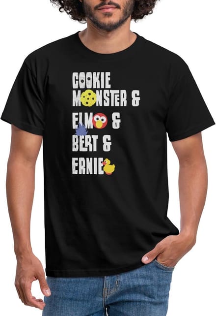 Sesamstraat Cookie Monster & Elmo & Bert & Ernie T-Shirt Heren
