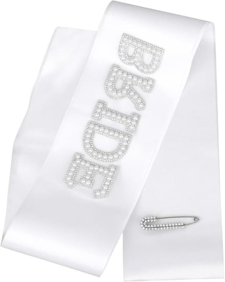 Bruid Sash - Bruidsaccessoire - Bruiloft Vieren - Versierd met Parels - 80x9.5cm - Wit