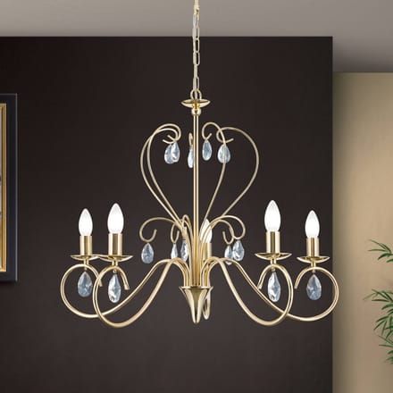 ORION Kroonluchter Alessia 5-lamps kristalglas goud