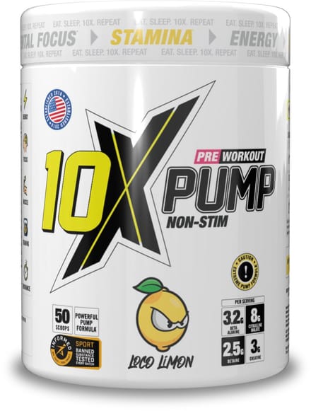 10X - Athletic - PUMP - Stim free - No Caffeine PWO - Loco Limon - Lemon - Citroen