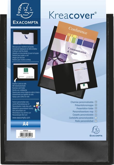 Exacompta 30x Kreacover®Personaliseerbare Presentatiemap - soepele PP - A4 - Zwart - 43501E