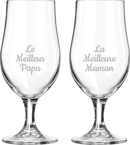 Bierglas op voet gegraveerd - 49cl - Le Meilleur Papa & La Meilleure Maman