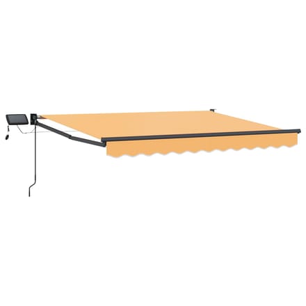 vidaXL - Handbediende - luifel - met - LED's - Zand - 100% - Polyester - en - Aluminium