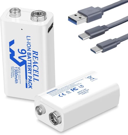 Oplaadbare Batterijen - 9V Blokbatterijen - Apparaten Voeden - USB-C Oplaadbaar - 1300mAh Capaciteit