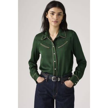 Levi's Bradie Archival Shirt Maat: M | Longsleeves Outlet | Dames | Groen
