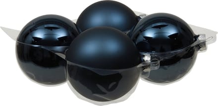 Othmar Decorations grote kerstballen - 4x - donkerblauw - 10 cm - glas