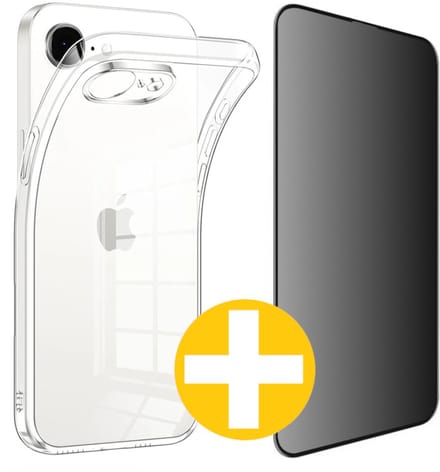 Hoesje en Privacy Screenprotector Combi Geschikt Voor iPhone 17e / 16e - Transparant Hoesje + Privacy Glas