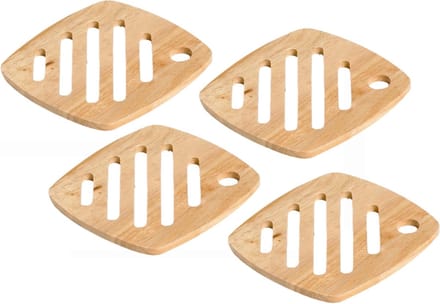 Cosy & Trendy Pannen onderzetters - vierkant - hout - 18 cm