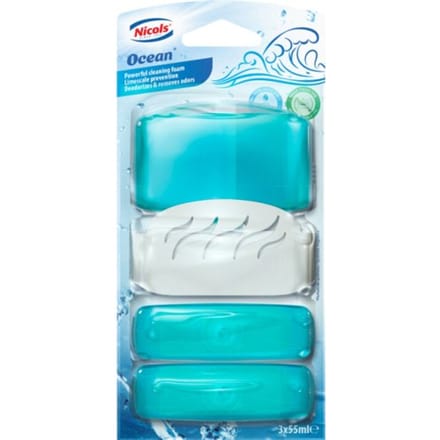 Toiletblok air plus ocean 55ml met houder 3 stuks