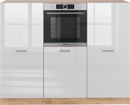 Vicco R-Line Keukenblok – 180 cm zonder werkblad Wit hoogglans/goud power eiken