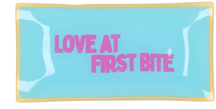 Daan Kromhout - Glass - Bord - Glazen Bordje - Love at First Bite - Turquoise - 20 x 10 cm
