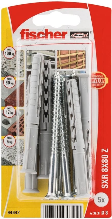 Fischer Constructieplug Sxr Nylon - Diam. 8x80mm - 5 Stuks