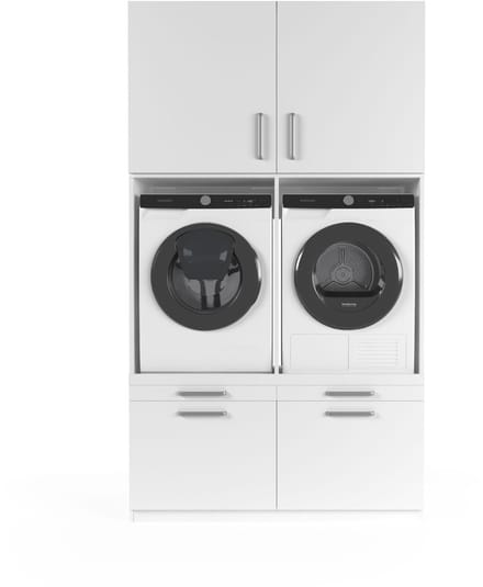 Wasophoogte® Wasmachine Kast Venice - Wasmachine verhoger - Wasmachine ombouw - 700(D)*1330(B)*2350(H) mm - Wit