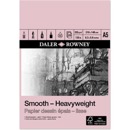 Tekenpapier Daler-Rowney Smooth Heavyweight 220gr A5 natuurlijk wit
