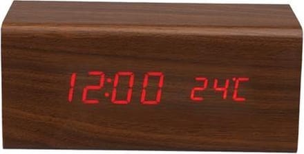 HOUTEN KLOK MET KALENDER EN TEMPERATUUR 18 x 8 x 8 cm