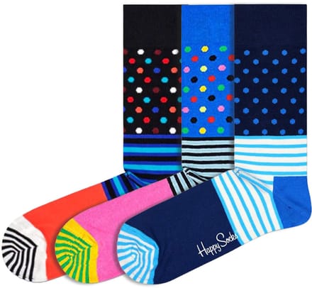 Voordeelbundel - 3 paar Happy Socks - Stripes & Dots - Heren & Dames - Katoen