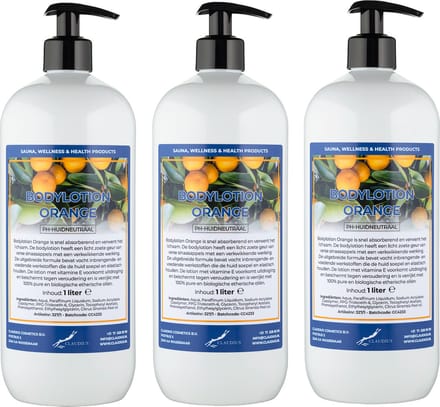 Bodylotion Orange 1 Liter - met gratis pomp - set van 3 stuks