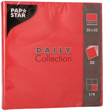 15x 20 Servetten DAILY Collection 1/4 vouw 32 cm x 32 cm rood