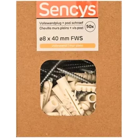 Sencys Plug Voor Beton Nylon - Diam. 8x40mm - 50 Stuks