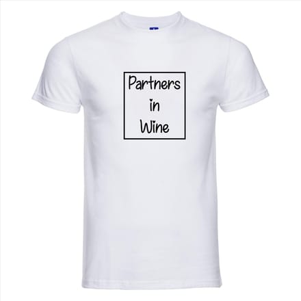 Partners in wine T-shirt - 100% Katoen - Maat S - Classic Fit - Wit