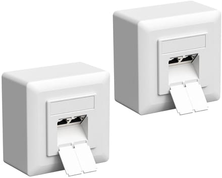Universele Netwerkdoos - Aansluitdoos RJ45 - Snelle Dataoverdracht - Volledig Afgeschermd - 2 Poorten - Wit