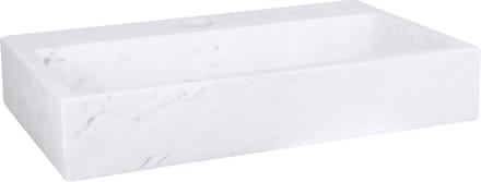 Differnz Flat Fontein 38x24x8cm 1 kraangat recht mat Rechthoek Marmer Wit