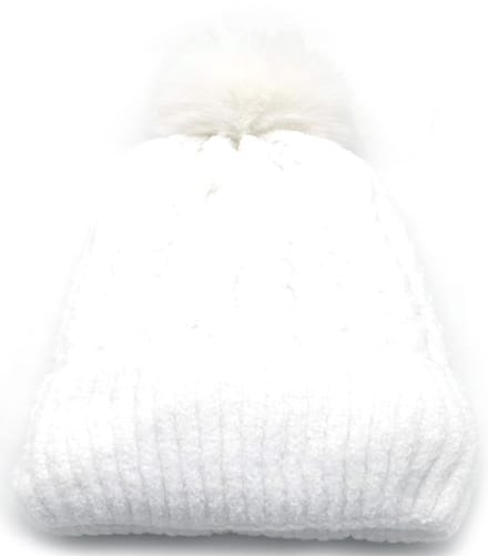 Witte beanie met pompon - wit - one size