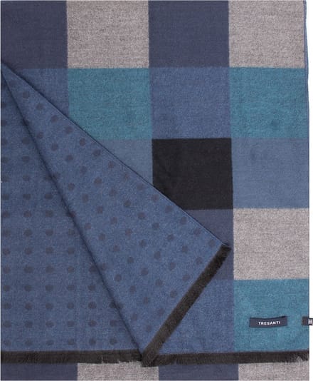 TRESANTI | STEVENS | Dubbelzijdige viscose sjaal met blokjesmotief | Navy